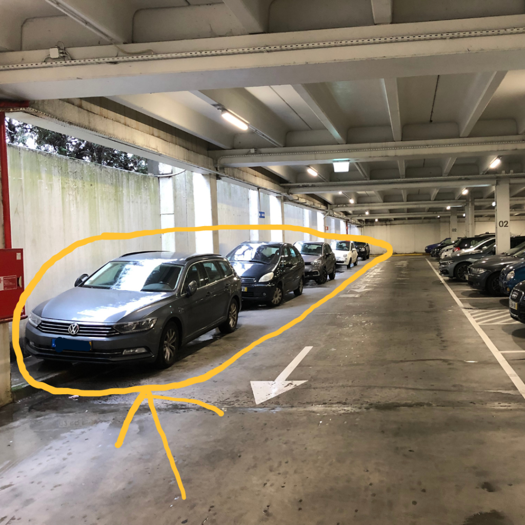 Illegal parking in Portuguese garage